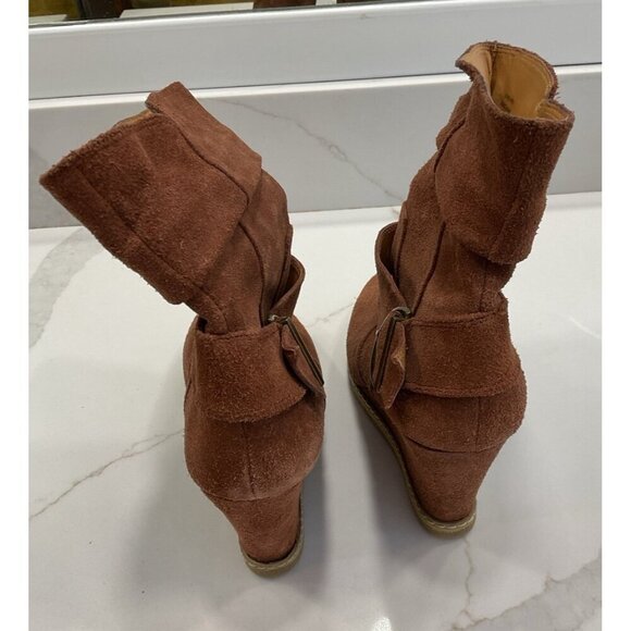 Kelsi Dagger Haley Wedge Heel Tan Suede Leather Boots Size 8.5 - Picture 5 of 9